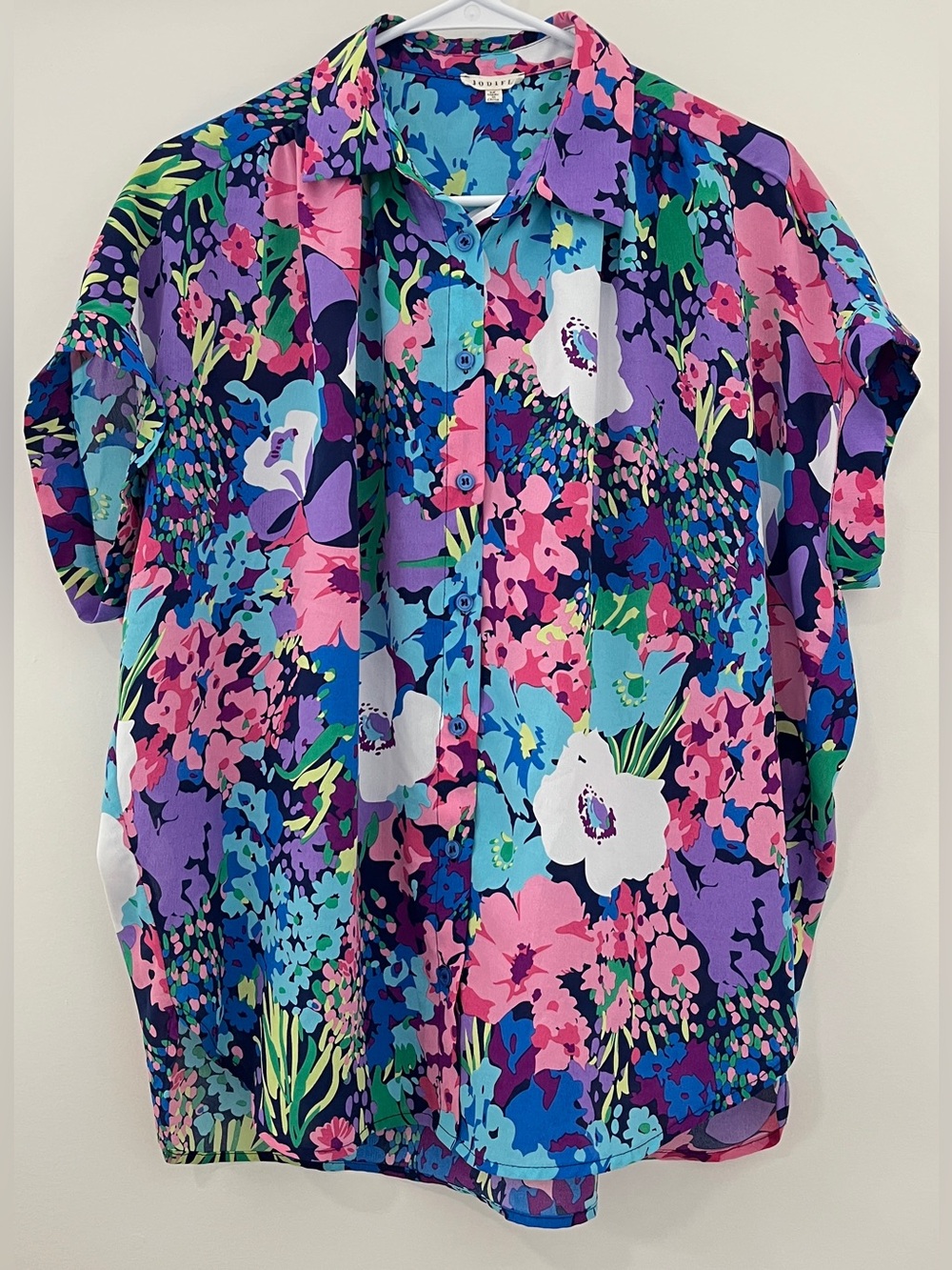 JODIFL Colorful Floral Print Light and Relaxed Blouse Size:M